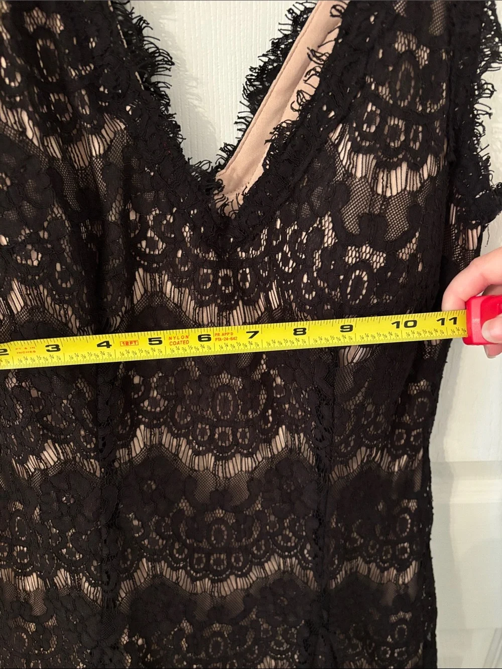 Betsy & Adam Black Lace Dress with Blush Lining